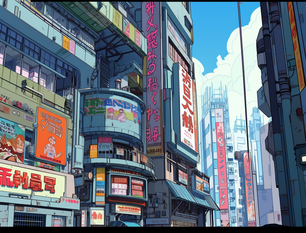 cityscape anime inspired urban area