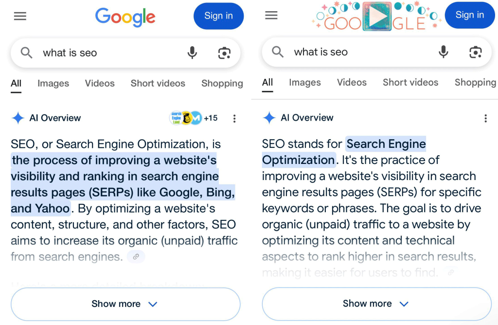 google ai overview hidden link