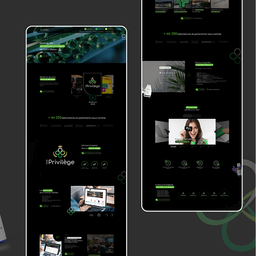 Maquettes du site d'Essentiels pharma