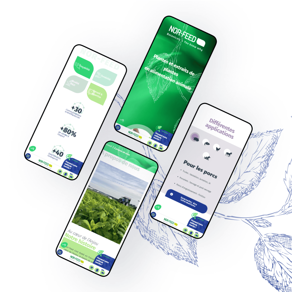 Maquettes du site de Norfeed