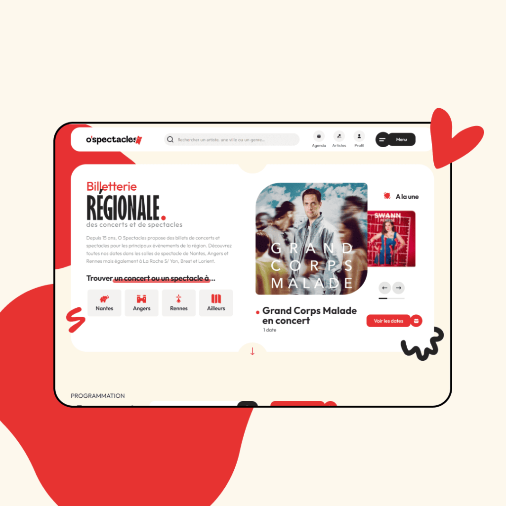 Maquettes du site d'O'Spectacles